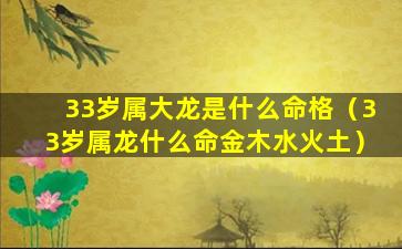 33岁属大龙是什么命格（33岁属龙什么命金木水火土）