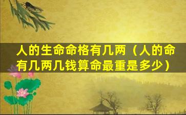 人的生命命格有几两（人的命有几两几钱算命最重是多少）