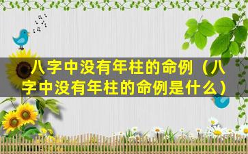 八字中没有年柱的命例（八字中没有年柱的命例是什么）