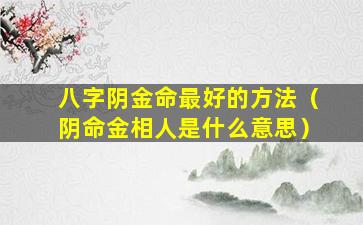 八字阴金命最好的方法（阴命金相人是什么意思）
