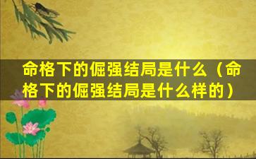 命格下的倔强结局是什么（命格下的倔强结局是什么样的）
