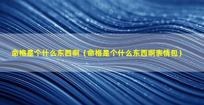 命格是个什么东西啊（命格是个什么东西啊表情包）
