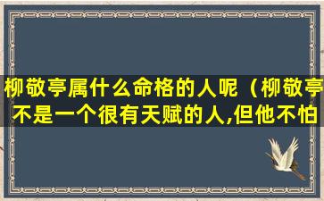 柳敬亭属什么命格的人呢（柳敬亭不是一个很有天赋的人,但他不怕挫折）