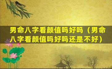 男命八字看颜值吗好吗（男命八字看颜值吗好吗还是不好）
