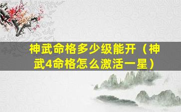 神武命格多少级能开（神武4命格怎么激活一星）