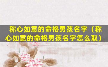 称心如意的命格男孩名字（称心如意的命格男孩名字怎么取）