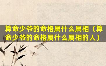 算命少爷的命格属什么属相（算命少爷的命格属什么属相的人）