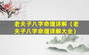 老夫子八字命理详解（老夫子八字命理详解大全）