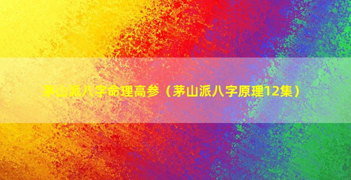 茅山派八字命理高参（茅山派八字原理12集）