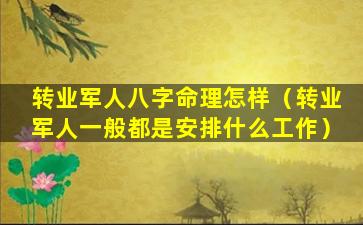 转业军人八字命理怎样（转业军人一般都是安排什么工作）